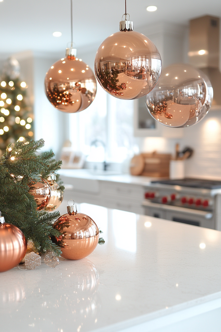 Modern Copper Cheer Kitchen Decor with Holiday Glow