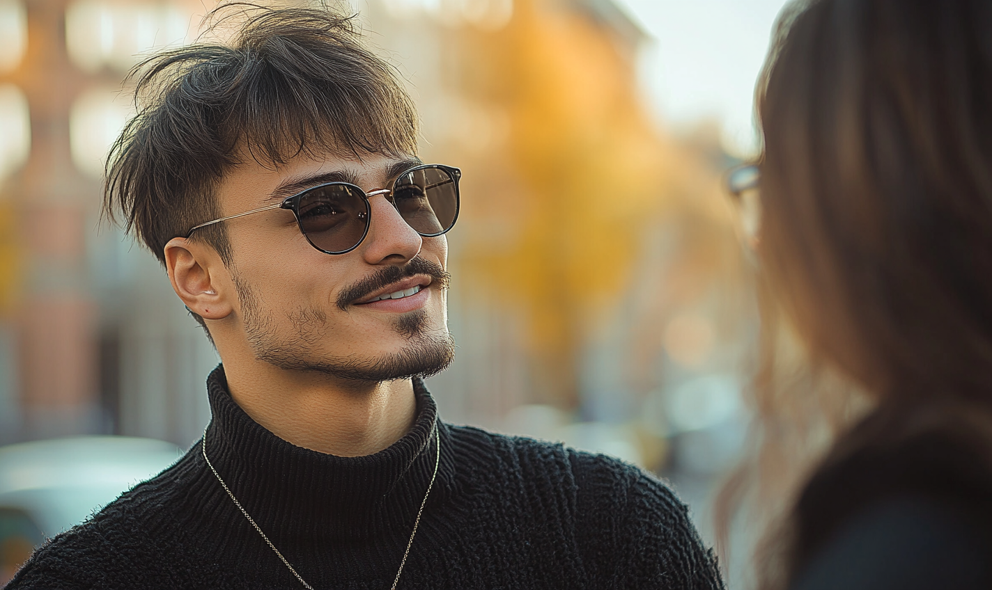 Modern Gen Z Man With Mullet and Moustache