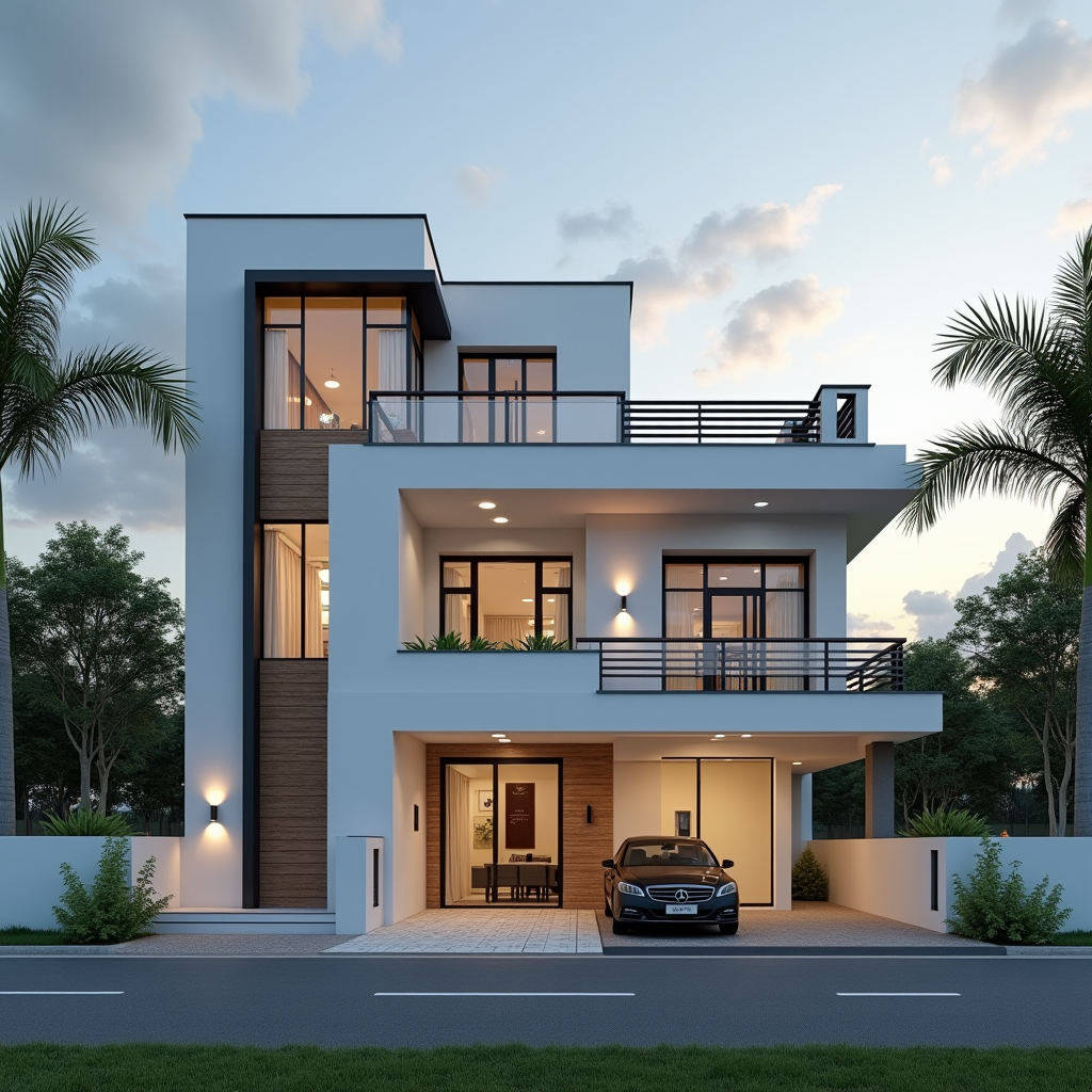 Modern Indian Home Design with Scenic Afternoon View
