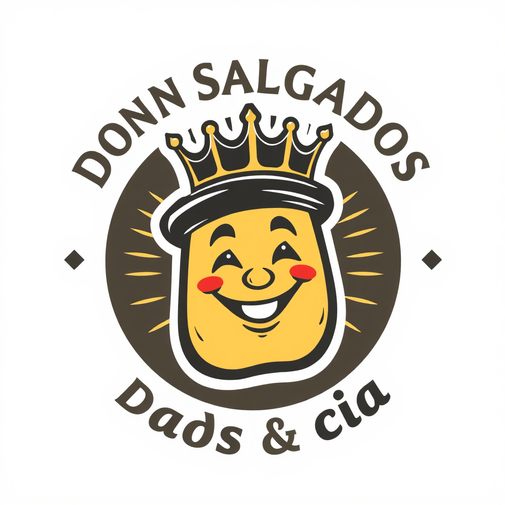 Modern Logo Don Salgados & cia Coxinha Snack Bar Crown Coxinha Smiling