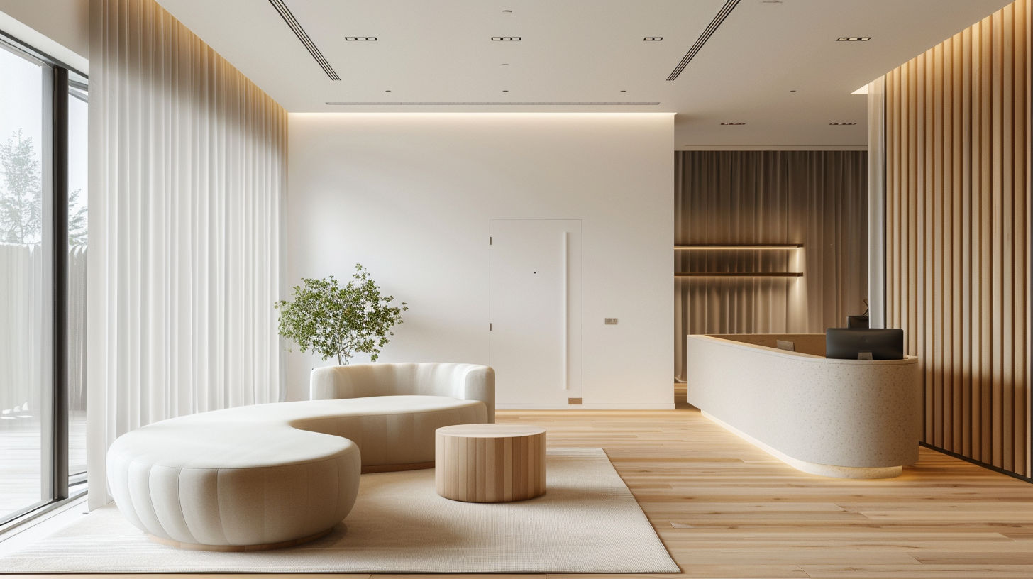 Modern Minimalist Reception Area with Neutral Palette