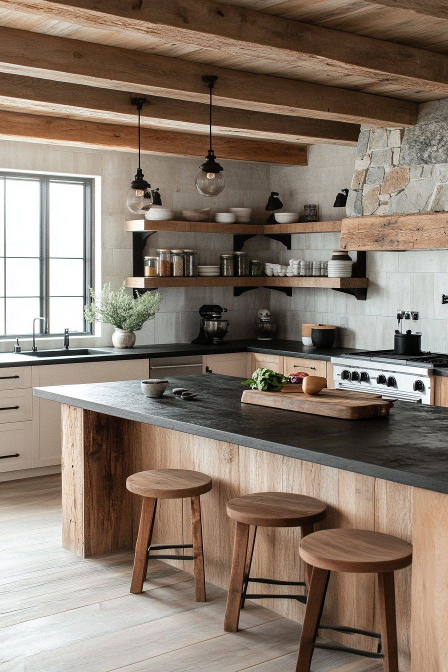 Modern Rustic Fusion Kitchen Design with Contemporary Elements