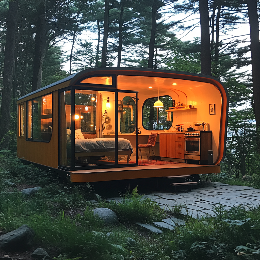 Modern Tiny House with Kitchen, Living Area, Loft