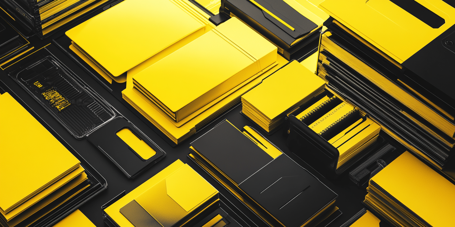 Modern Yellow Files on Clean Black Table