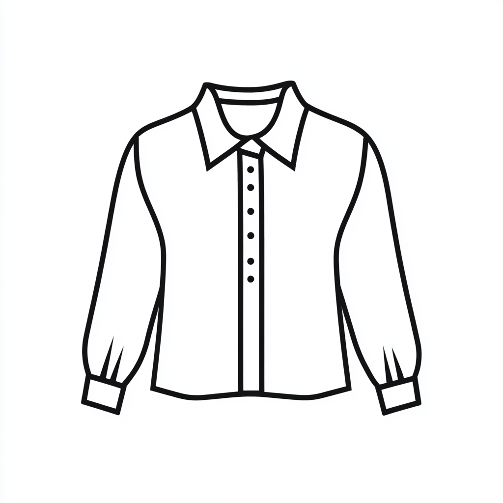 Modern black line icon, women's blouse design concept.