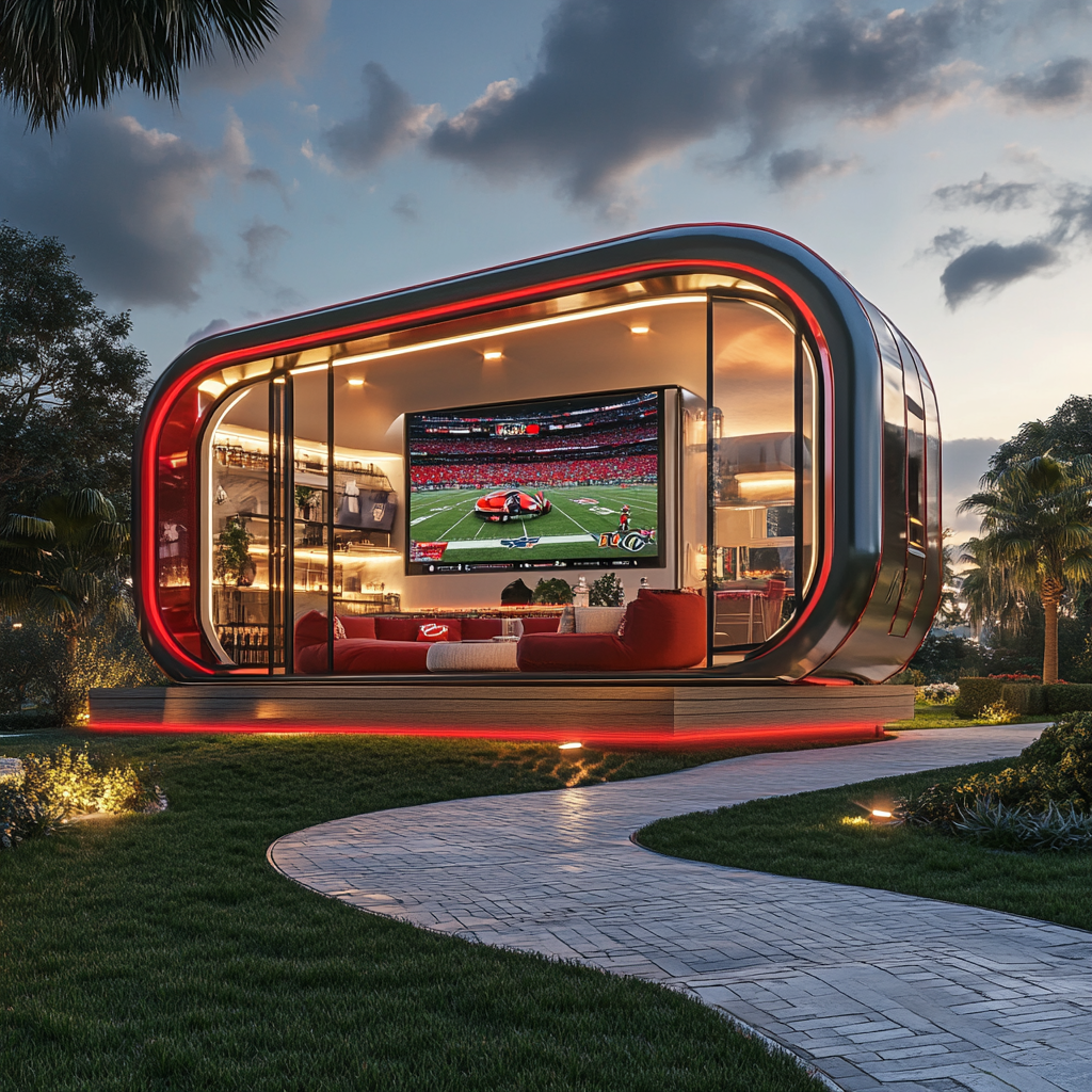 Modern camper pod with man cave interior, Tampa Bay