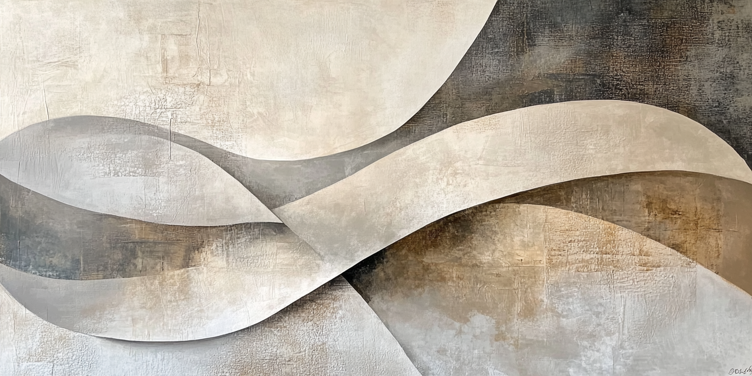 Modern elegant artwork with neutral tones and abstract shapes 