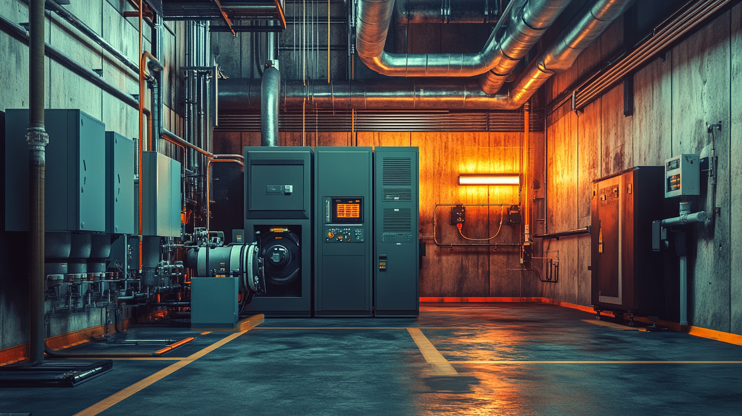 Modern generator room in factory with empty environment.