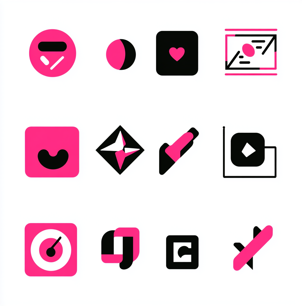 Modern pink and black startup logos grid