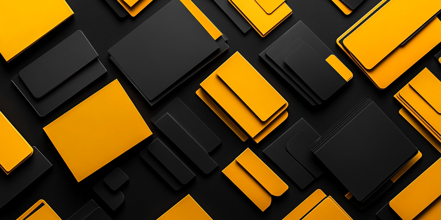 Modern yellow files on clean black background.