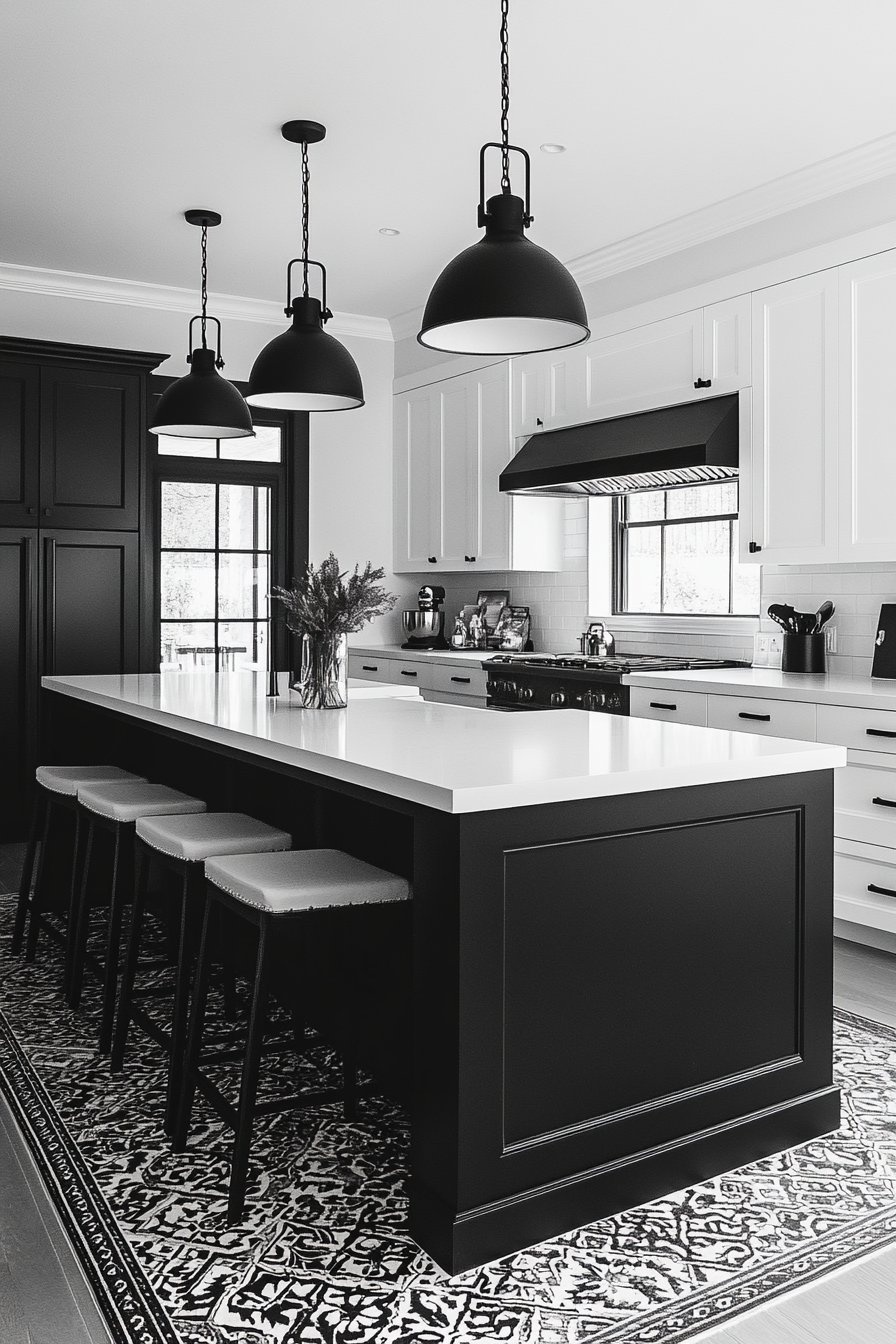 Monochrome Statement Kitchen: Black & White Visual Contrast