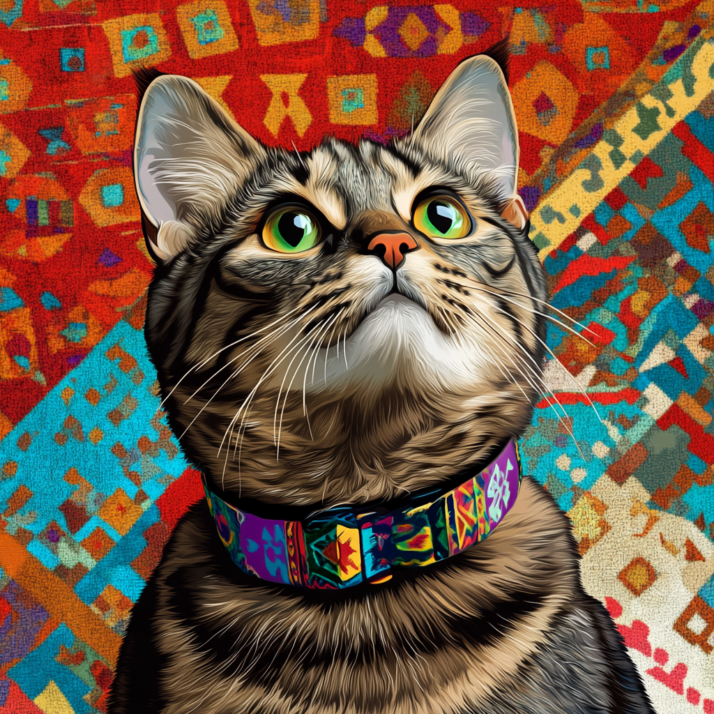 Moroccan-inspired Cat Collar Ad in Traditional Colors.