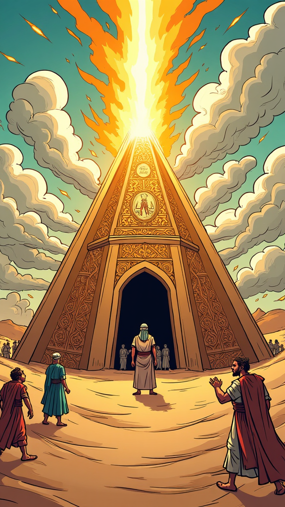 Moses and Israelites in Desert Comic Illustration