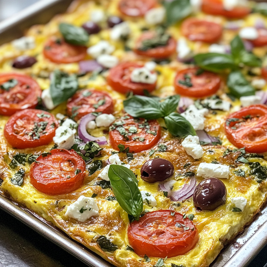 Mouthwatering Sheet Pan Mediterranean Frittata with perfect balance.