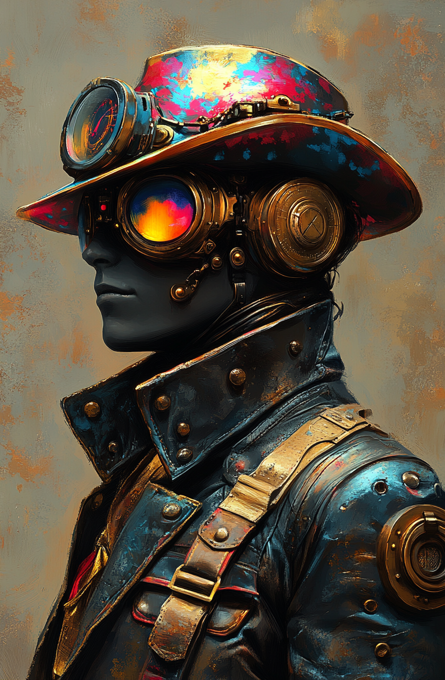 Multi-Colored Hat in Steampunk Style Illustration Poster Art