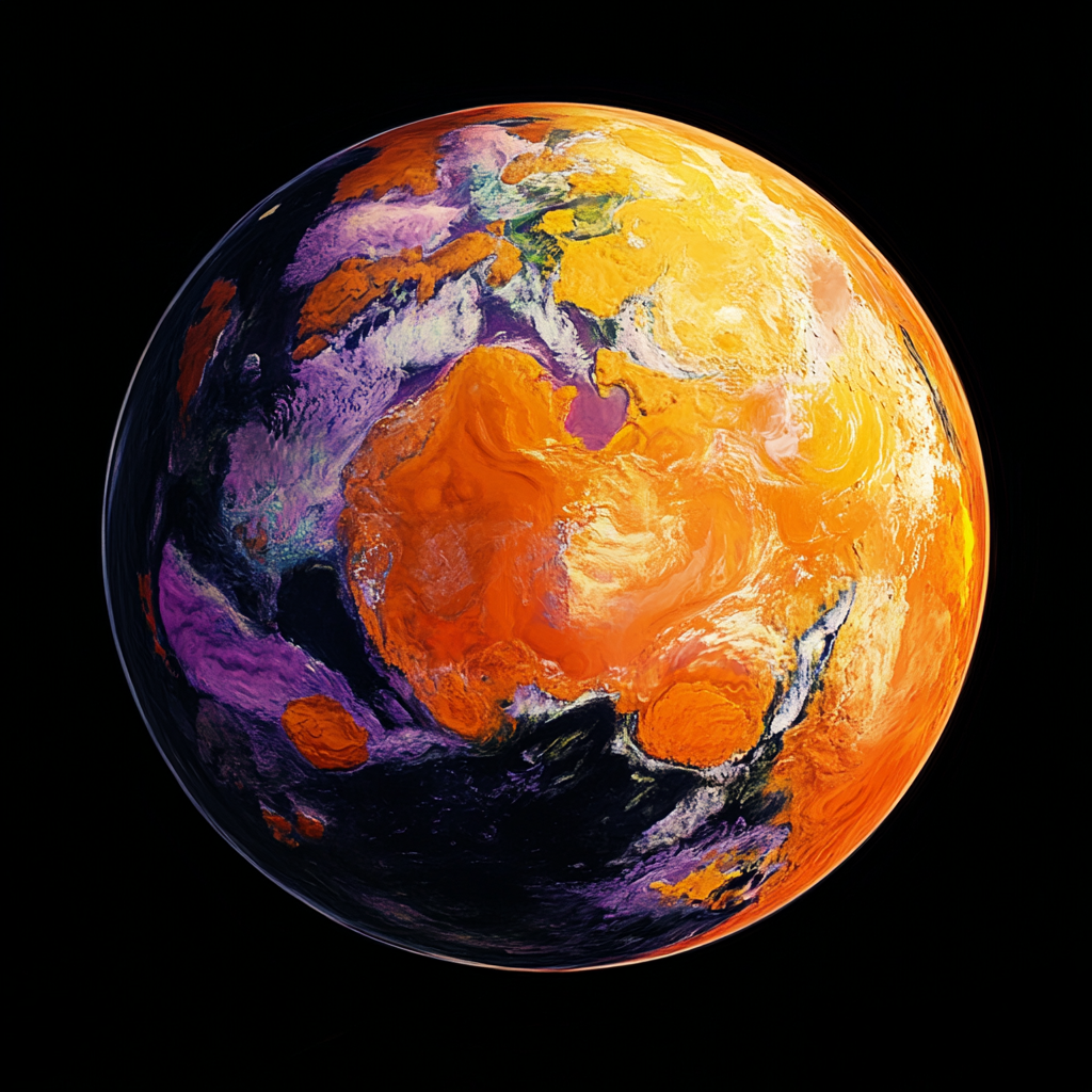 Multicolored Continents on Orange New Planet