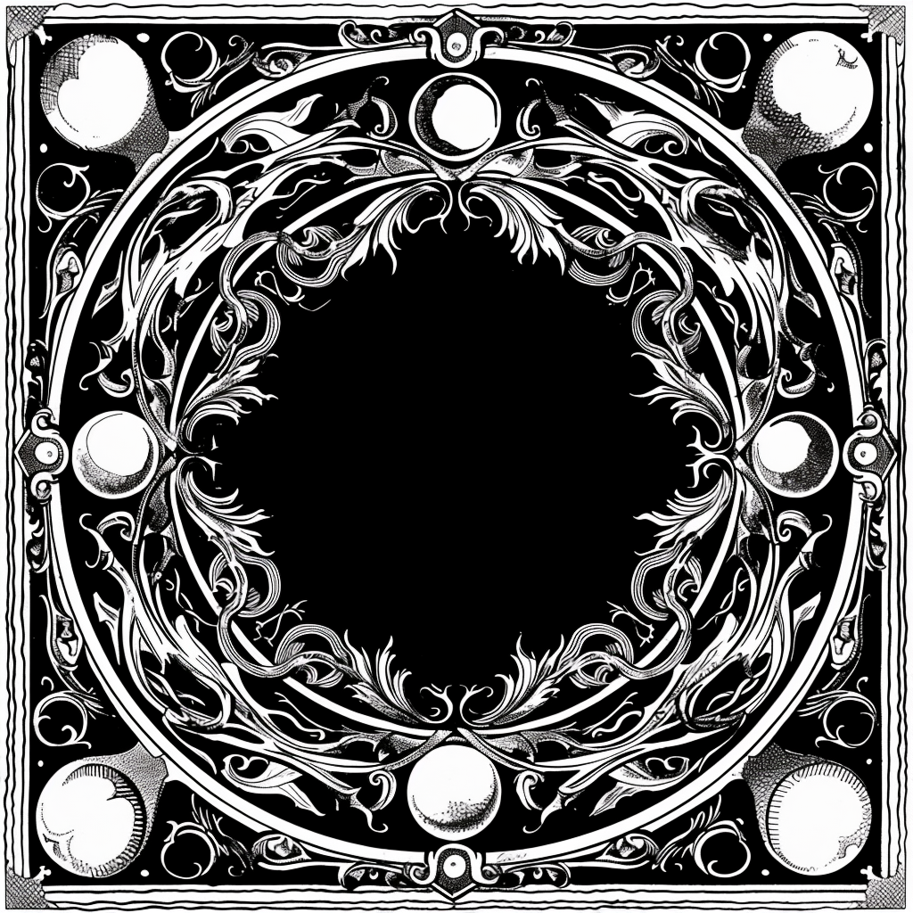 Music inspired black metal art nouveau border concept.