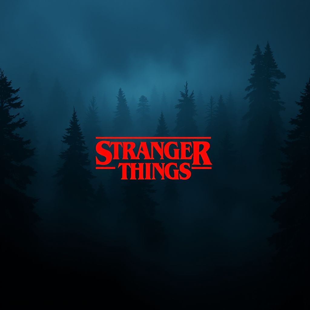 Mysterious 'Stranger Things' forest wallpaper: eerie night scene