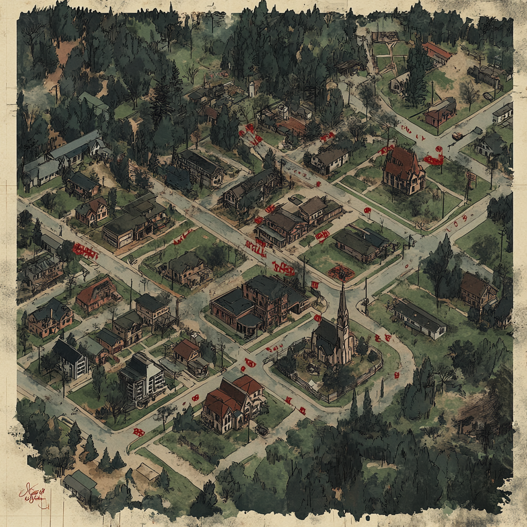 Mysterious Map: Willow's Edge, 1980s Town Retro Feel