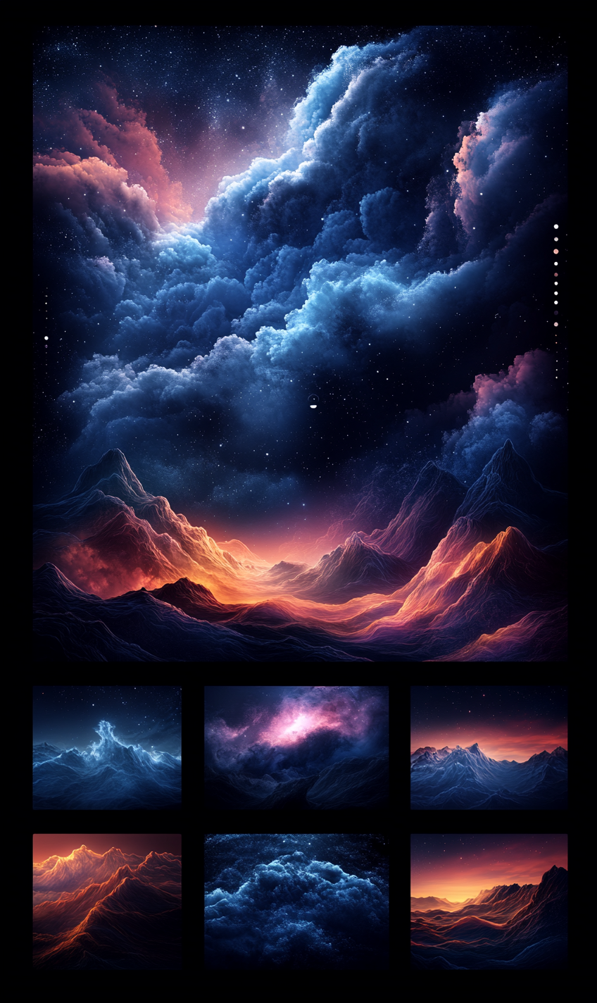 Mysterious Night Sky Background with Minimalistic Tech Elements