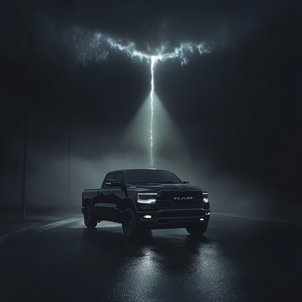 Mysterious Ram 1500 Car on a Spooky Night