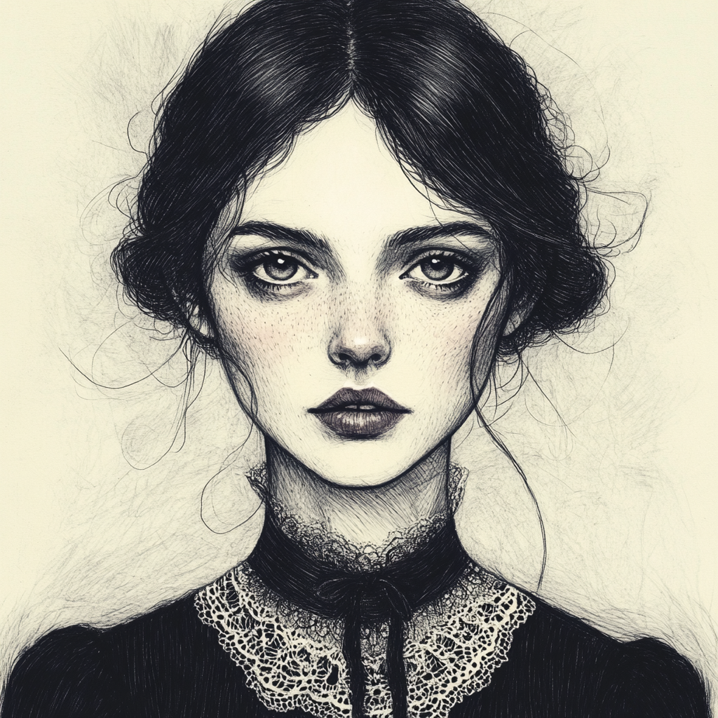 Mysterious Woman: Gorey Inspired Portrait