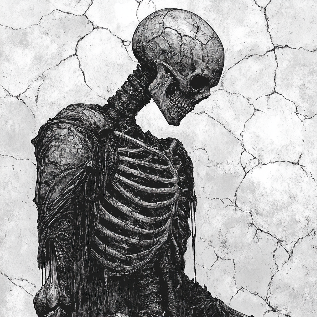 Mysterious armored skeleton in Gothic style