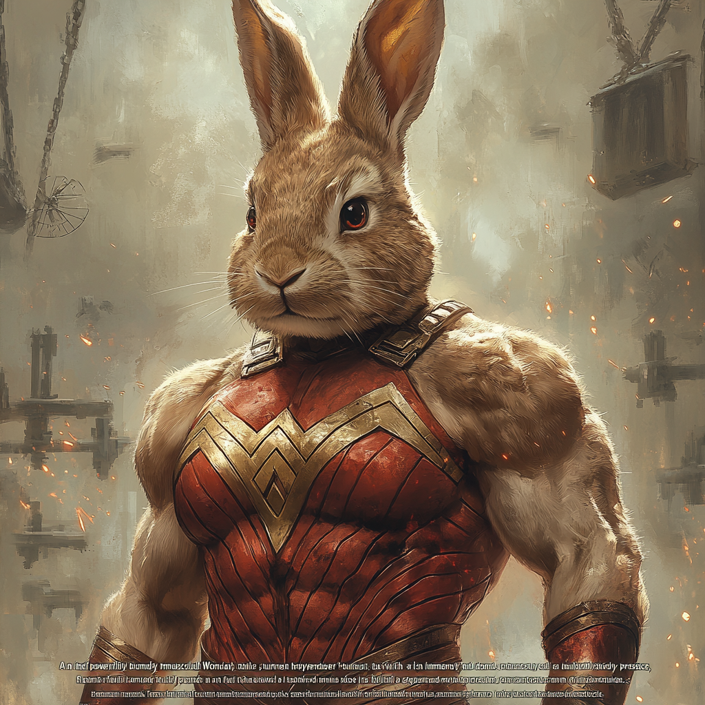 Mystical Bunny Wonder Woman Exuding Dominance and Strength 