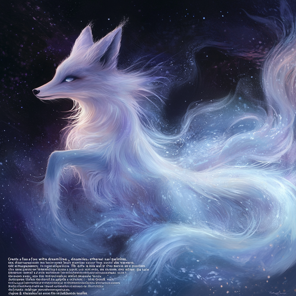 Mystical Fox Dancing in Starlit Night Sky