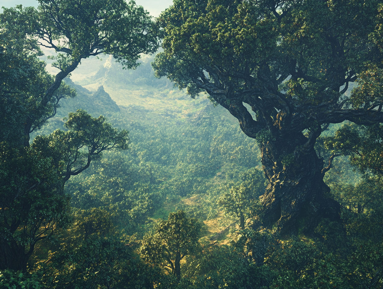 Mystical Magical Forest with Huge Dark Trees