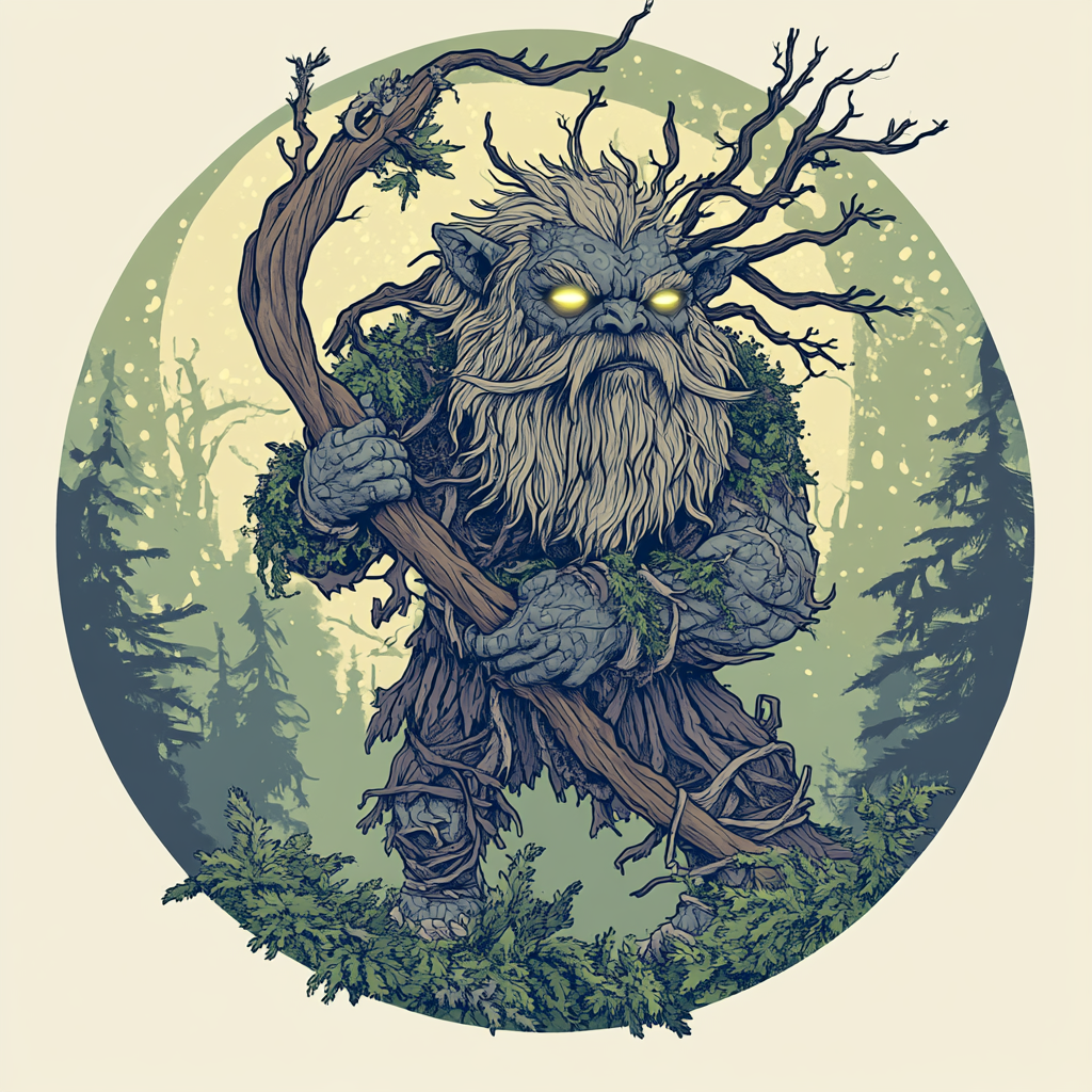 Mystical Scandinavian troll design for T-shirt