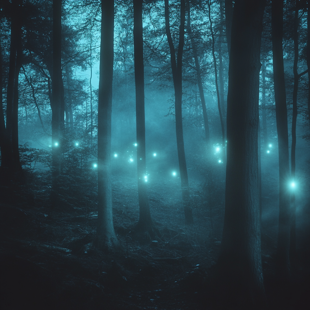 Mystical Twilight Forest with Glowing Spirits 