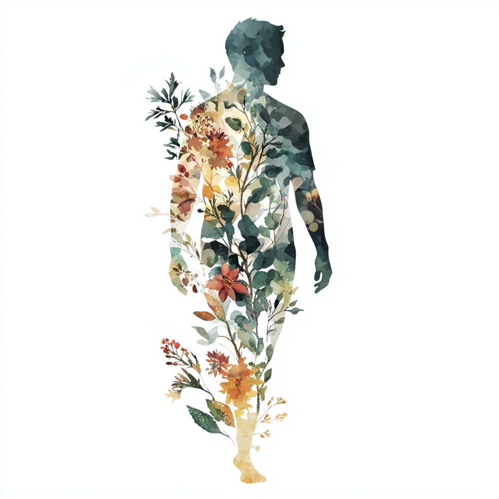 Nature Inside Us: Human Silhouette with Floral Design