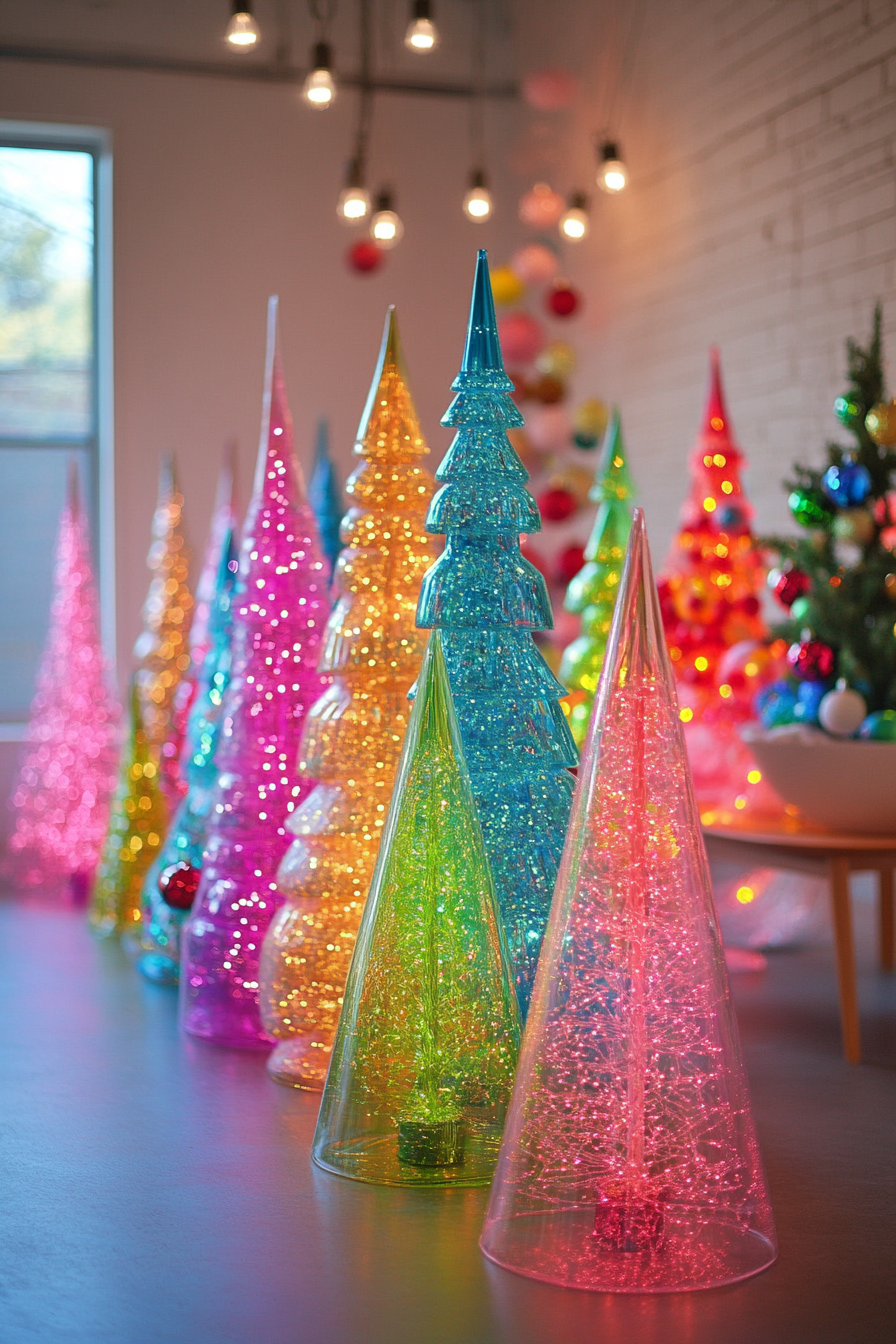 Neon Christmas Trees in a modern, urban setting