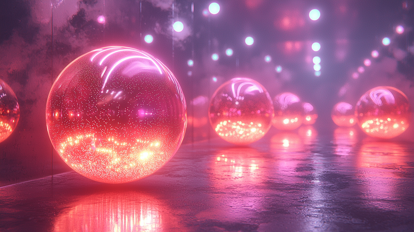 Neon Metal Balls in Psychedelic Disco Void