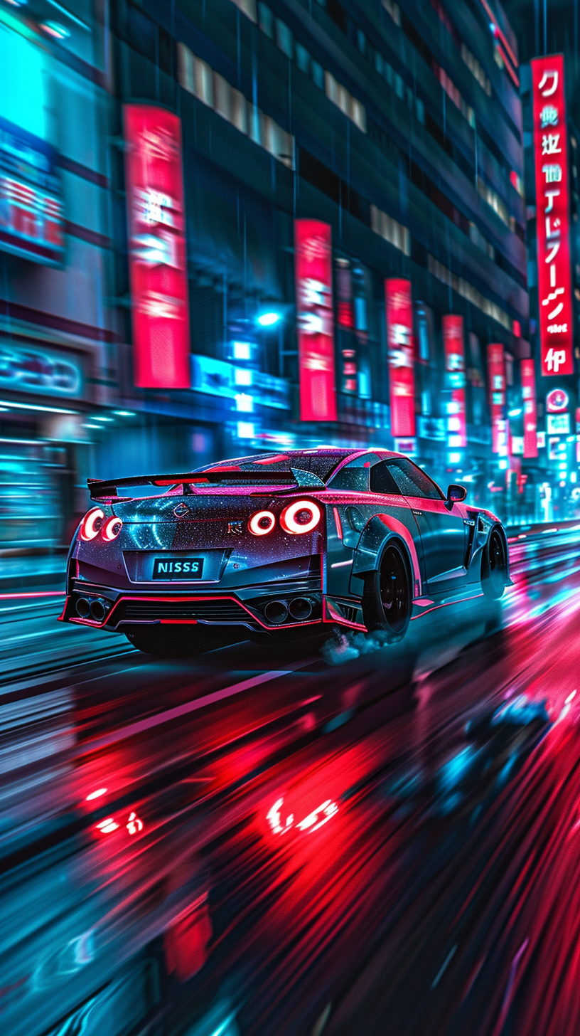 Neon Night Race Nissan Skyline GT-R Spoilers Motion