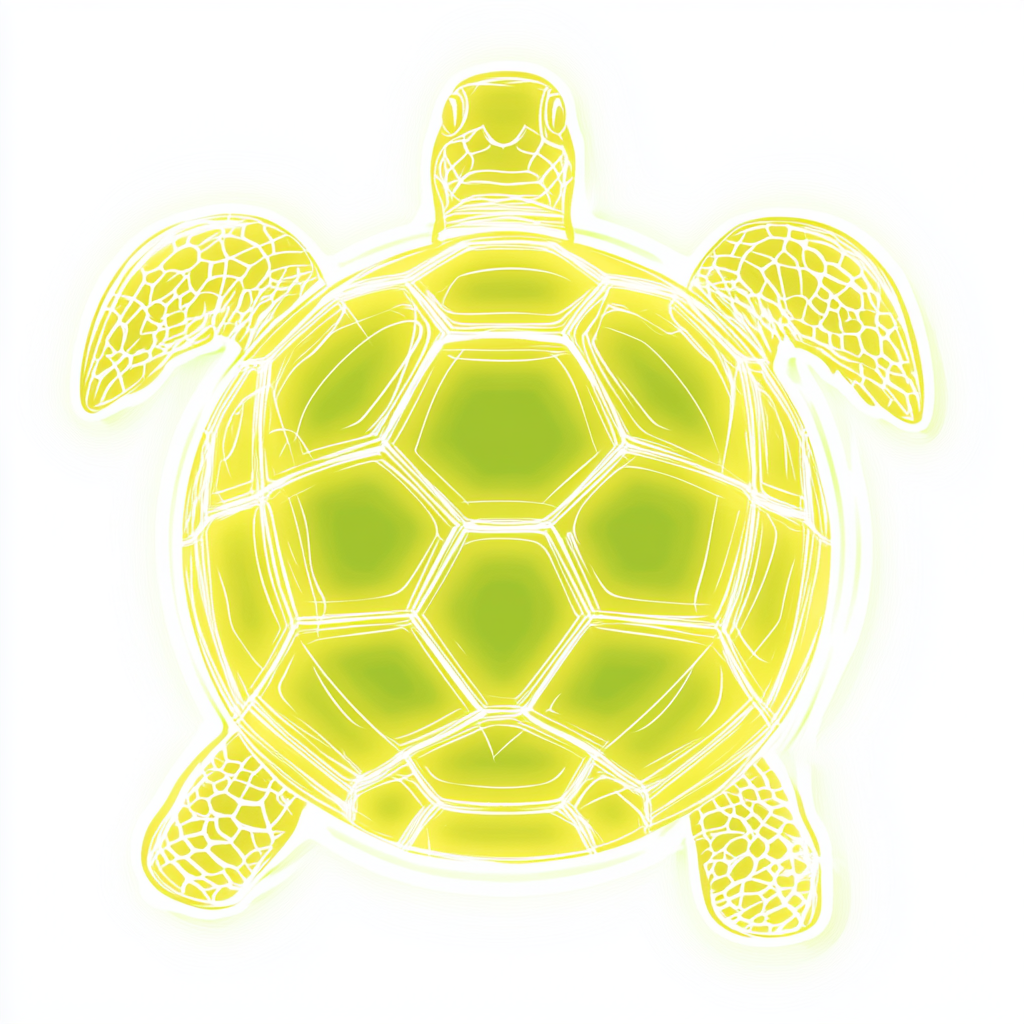 Neon Yellow Soccer Ball Like Turtle Shell, Cartoon Style