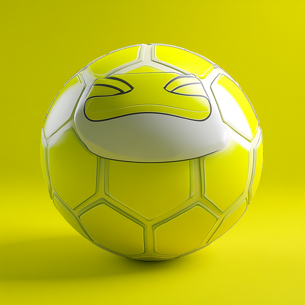 Neon yellow and white turtle shell soccer ball.