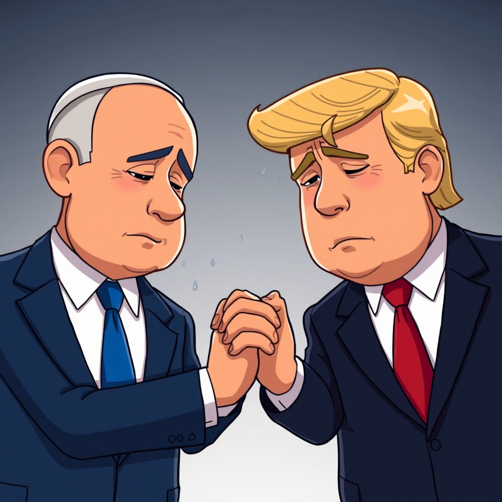 Netanyahu and Trumpet Crying Together