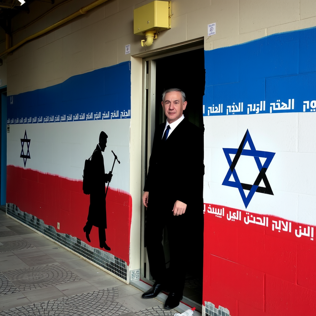 Netanyahu paints wall in Iran prison