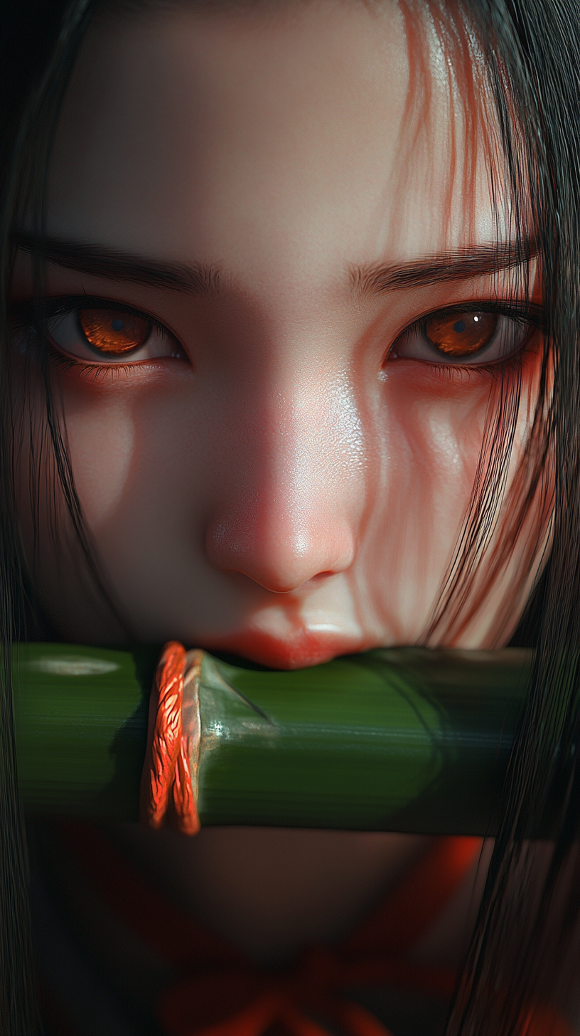 Nezuko from Demon Slayer, realistic image, detailed photo.