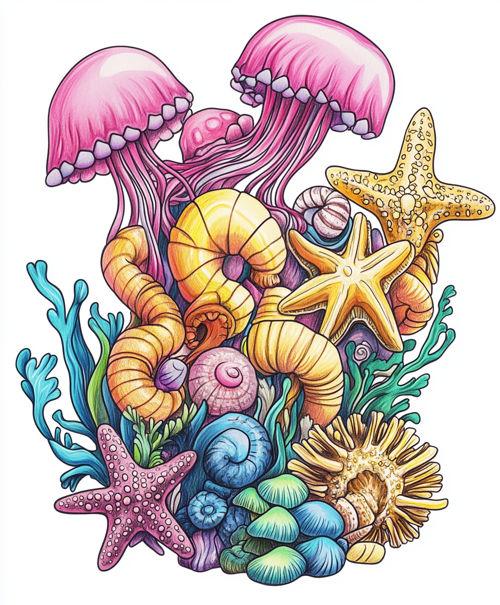 Nickelodeon style t-shirt design with marine animals appeal.