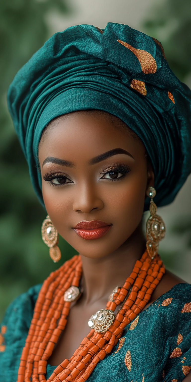 Nigerian Woman in Traditional Clothing Outdoors, Hyper Realistic Portrait, 8K Cinematic Image