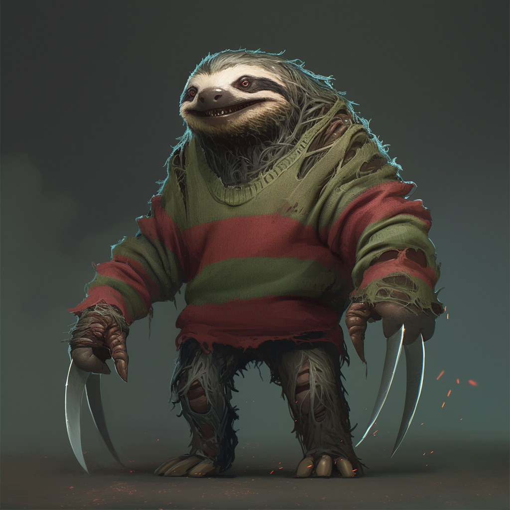 Nightmare Slasher Sloth: Freddy Krueger-inspired Terrifying Character