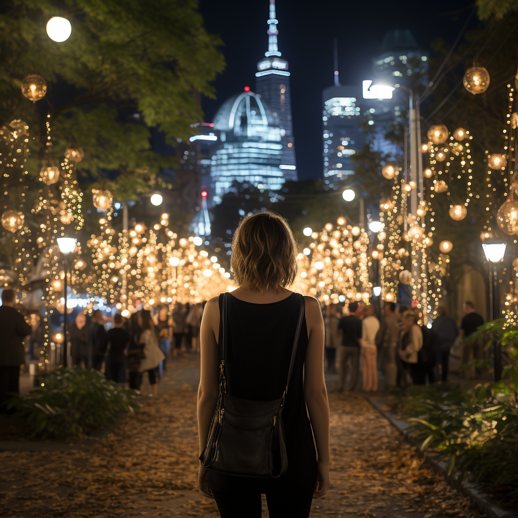 Nighttime Stroll in City Park