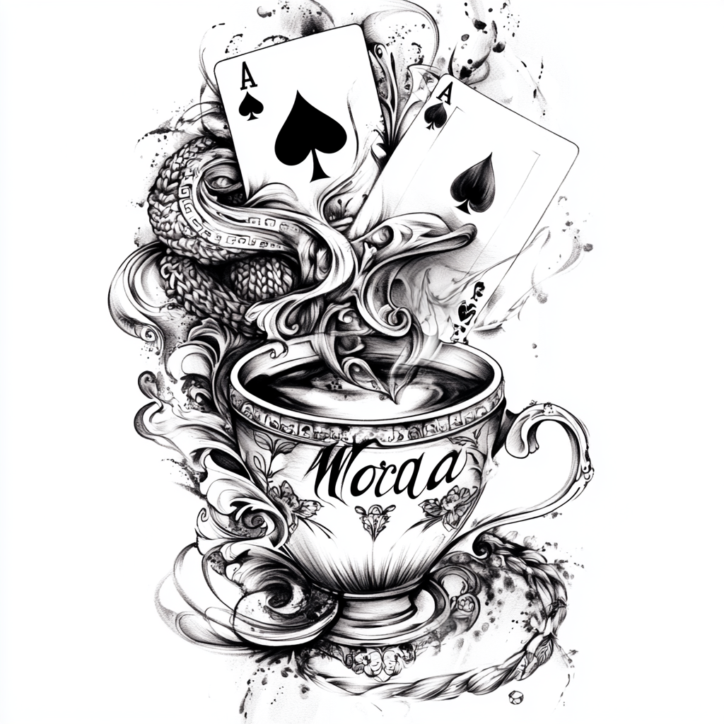 Norma Tattoo Design Coffee Cup Knit Element Playing Card