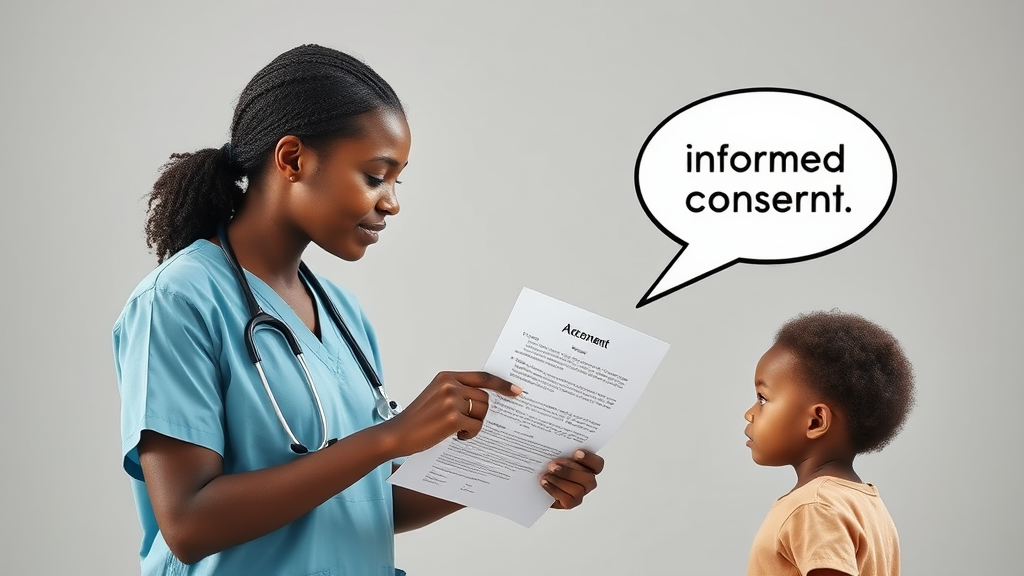Nurse Explaining Consent Form to African American Child