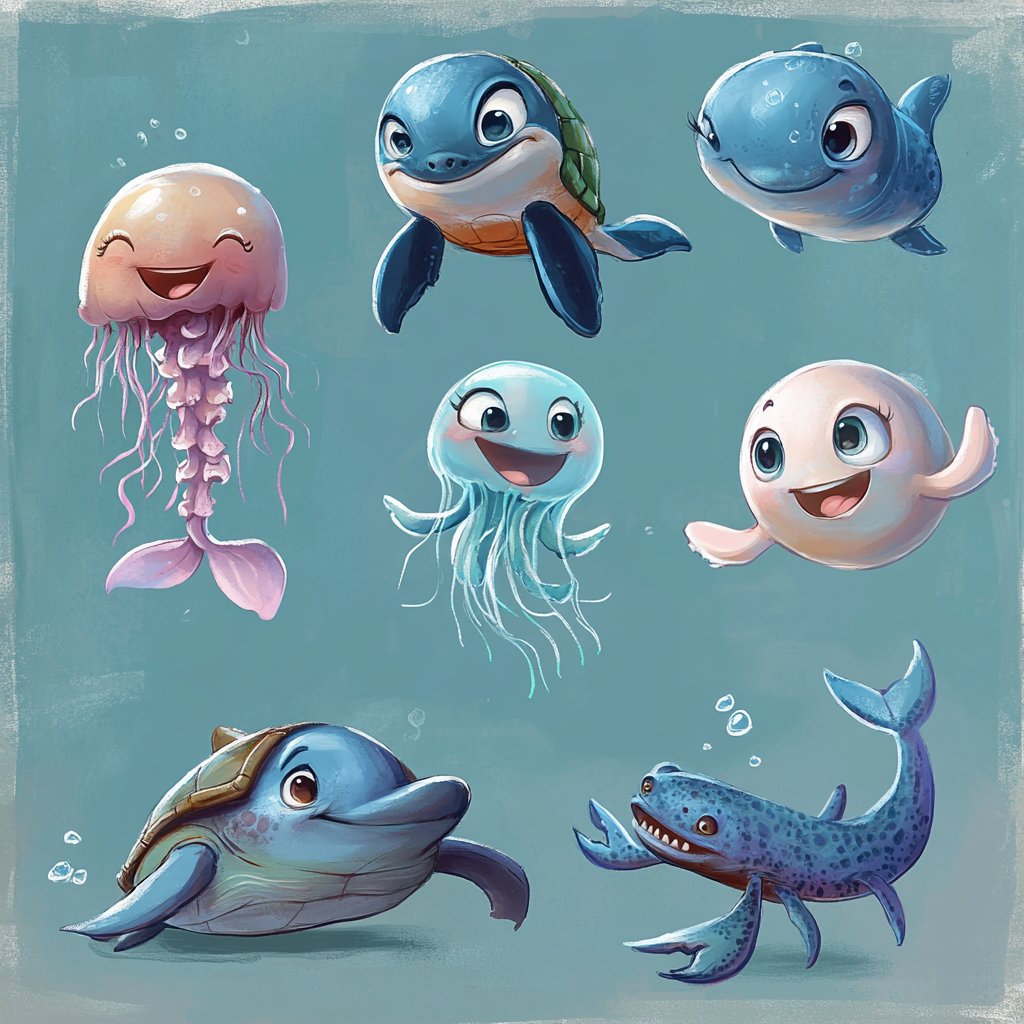 Ocean Friends: Turtle, Dolphin, Jellyfish, Crab Talking Joyfully