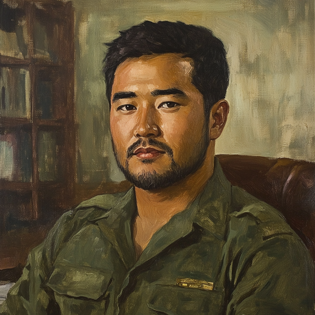 Official portrait of communist dictator at 20 years old.