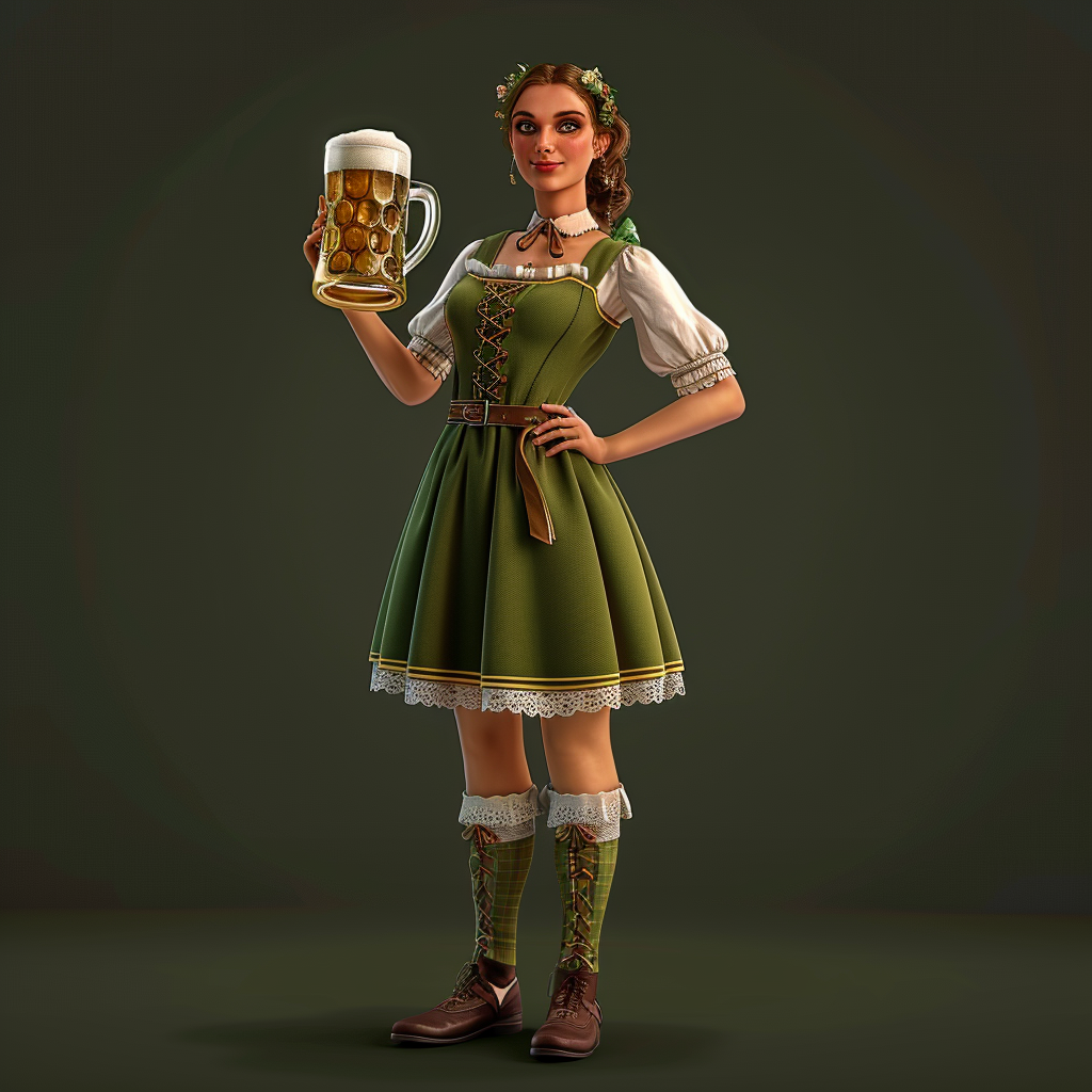 Oktoberfest Beer Maid Woman Holding Beer Mug